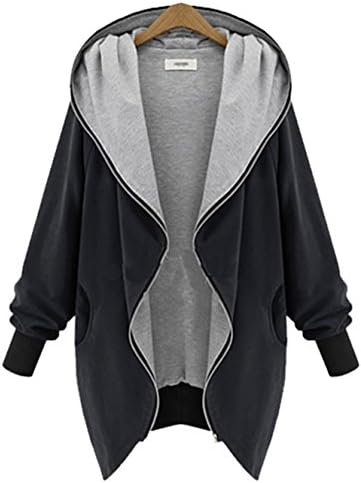 Fashion Big yards zipper Long sleeve coat XF1201H (XL, Black)