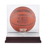 Chicago Bulls Mahogany Logo Basketball Display Case and Mirror Back