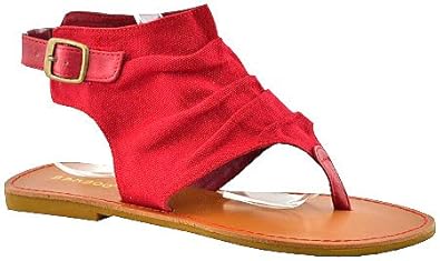 Bamboo Carnival-42 toile Rouge, Sandales Plates Femme Taille US 11 ... Bamboo Carnival-42 toile Rouge, Sandales Plates Femme Taille US 11 ...