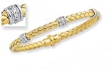 14K Two-Tone Gold Diamond Accented Bangle Bracelet - 7.25