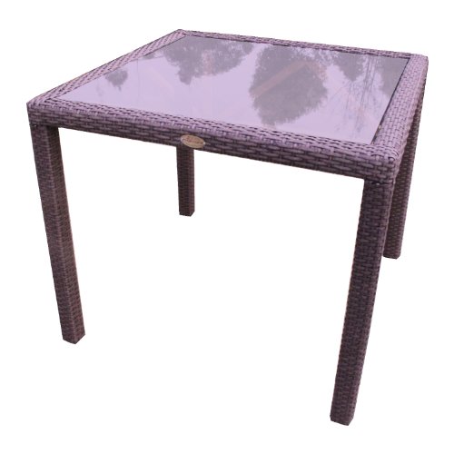 Ambientehome 68674 Tisch Somalia inkl. Glasplatte, ca. 90 x 90 x 75 cm, Polyrattan, dunkel Preisvergleich