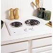 GE : JP202DWW 21 Electric Cooktop, 2 Coil Elements, Removable Drip Bowls - White