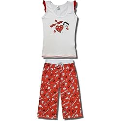 Betty Boop "Hearts and Flowers" Sleeveless, Capri Pajamas for Juniors