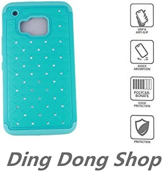 HTC M9 Case,[Anti-Scratch][Shockproof][Drop Resistant] HTC M9 Case Studded Rhinestone Crystal Bling Dual Layer Hybrid Armor Protection Cover for HTC M9 (Mint)