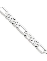 6mm, 14 Karat White Gold, Flat Figaro Chain - 7 inch