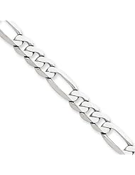 6mm, 14 Karat White Gold, Flat Figaro Chain - 24 inch