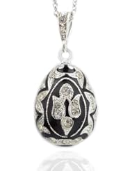 Necklace Egg Pendant Reversible Sterling Silver 925 Hand Enameled
