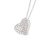 14k White Gold & Pave' Diamond Wavy Heart Pendant (1.12ctw)