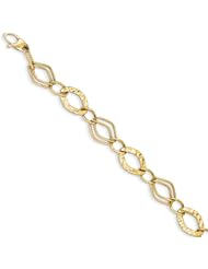 14k Polished And Textured Hollow W/Ext. Bracelet