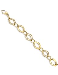 14k Polished And Textured Hollow W/ext. Bracelet, Best Quality Free Gift Box Satisfaction Guaranteed