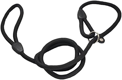 CL Domino Adjustable Nylon Loop Slip Dog Leashes Help to Control Your Dog (Black Color, Medium Size)