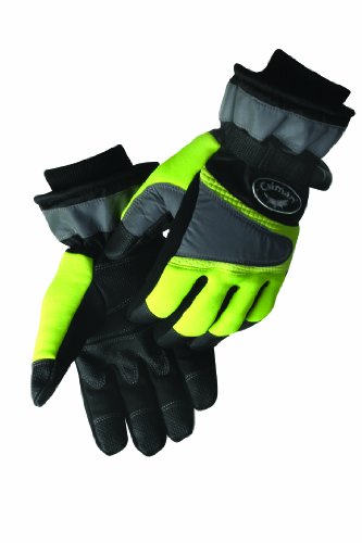 Caiman 2990-5 Large Waterproof Winter Multi Activity Gloves with Reflective Tape and Heatrac Micro Fiber Insulation, Black and Hi Viz Lime