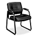 Basyx BSXVL693 - SP11 Black Leather Chair with Sled Base and Padded Arms