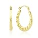 14K Yellow Gold Fancy Design Flat Hoop Earrings