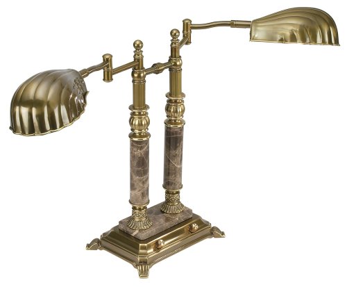 Brass  Marble Base Double Swing Arm Desk Lamp 