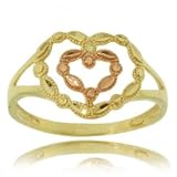 New Rose & Yellow Gold Double Heart Ring