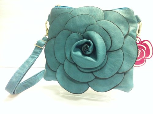 3-6 Day Delivery- Designer Rare Handmade Raised Flower Purse Square Pouch Bag Rose Handbag Faux Leather Tote Chic 3D Flower