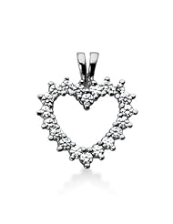 14K Gold Share Prong set Diamond Heart Pendant (1.00 cttw, F - G Color, SI2 Clarity)