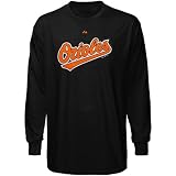 MLB Majestic Baltimore Orioles Black Wordmark Long Sleeve T-shirt (Small)
