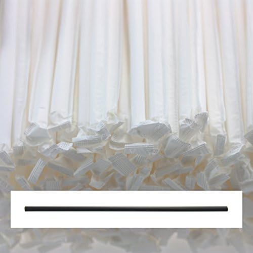 1,000ct Spirit 7.75" Black Drinking Straws Paper Wrapped Restaurant Bar Bulk Lot