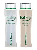 Hairless Epiliercreme & Haarwachstumsreduktions-Body + Face Lotion von Britta Lund