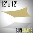 12 x 12' FT Feet Square UV Heavy Duty Sun Shade Sail Patio Cover New Sand CanopyCanopy Tan