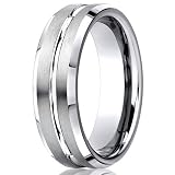 Benchmark 7mm Brushed Cobalt Chrome Ring with Polished Groove and Beveled Edges