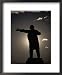 Statue of Lenin at Sunset, Bishkek City, Kyrgyzstan Styles Framed Art Poster Print by Martin Moos, 18x22