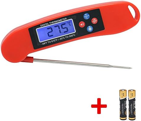 Talking Cooking Thermometer, Instant Read, LED Backlight, Voice Broadcast, Foldable Probe, Include 2 pcs AAA batteries