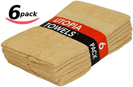 Utopia Towels 6 Cotton Bath Towels 22x44 (Beige, 6 Pack)
