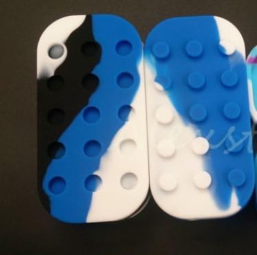 Multi compartment Silicone Concentrate Container Non stick Large Lego Slick Oil Wax Cream Jar Dab 6+1 7 In 1 Solid And Multi colors (Royal Blue White Black)