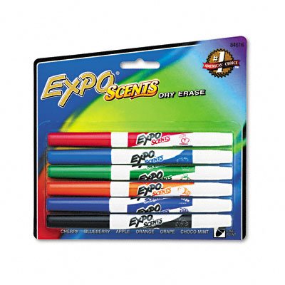 Childrens Toyshop  Toys : Scented Dry Erase Markers, Fine Tip, Assorted Colors/Scents, 6/Set SAN84616