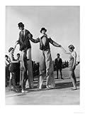 IMAGE OF Two Clowns on Stilts Assisted by Girls in Bathing Costumes at Ramsgate Kent England Stretched Canvas Poster Print, 36x48