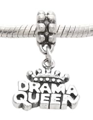 Sterling Silver One Sided Drama Queen Dangle Bead Charm