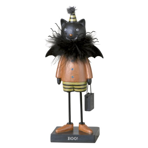 Grasslands Road Cat Bat Trick or Treat Figurine, 3-1/2 by 2-3/4 by 9 1/2-Inch, Metallic