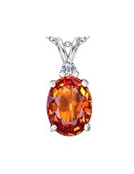 Original Star K (tm) Large 14x10mm Oval Simulated Orange Mexican Fire Opal Pendant in 925 Sterling Silver