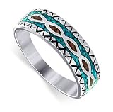 Sterling Silver Turquoise Coral 8mm Band Ring Size 5, 6, 7, 8, 9, 10, 11, 12, 13, 14, 15