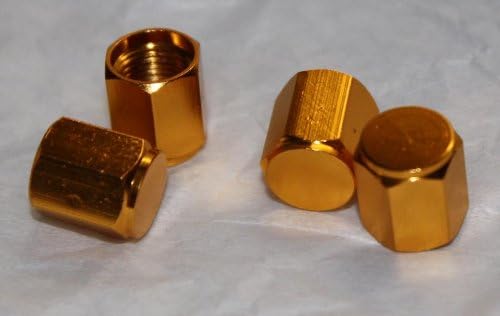 Rushazzled Anodized Aluminum Alloy Valve Stem Cap 4 Pack Set Gold