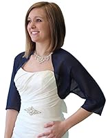 Tion Bridal Women's Chiffon Bolero, Navy Blue