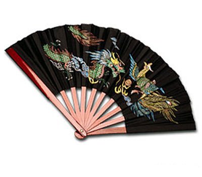 Bamboo Fan with Dragon & Phoenix Design