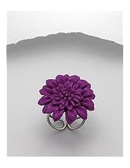 Purple Flower Leather Ring In White Base