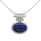 Sajen Sterling Silver Oval Lapis Pendant, 18