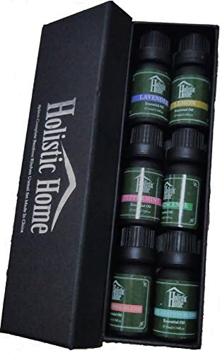 Holistic Home Aromatherapy Essential Oil Basic Sampler, Therapeutic Grade, 6-pack Gift Set, 10 ml