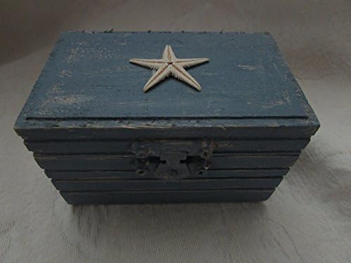 Nautical Blue Beach Nautical Coastal Style Wedding Ring Box Starfish