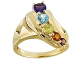 10KT .53CTW AMETHYST BLUE TOPAZ PERIDOT CITRINE AND GARNET RING