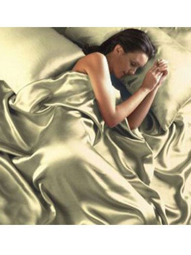 Cream Satin Silk Duvet Sheet Cover Set Double Size 6 pcs