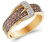 Chocolate Diamond Belt Buckle Ring Champagne 14k Yellow Gold (1/2 CTW)