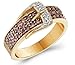 Chocolate Diamond Belt Buckle Ring Champagne 14k title=