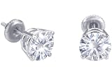 Spectacular! 14k White-gold Pair 8.00mm each (4 CT TW) Round Moissanite Stud Earings by Vicky K Designs