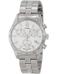 Timex Womens T2P059KW Ameritus Chronograph White Dial, Silver-Tone Stainless Steel Bracelet Watch